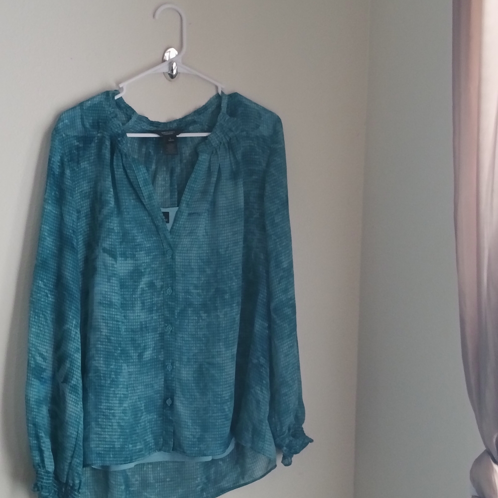 Simply Vera Vera Wang Blouse Women Large Blue Office Dinner Church Academia Tops